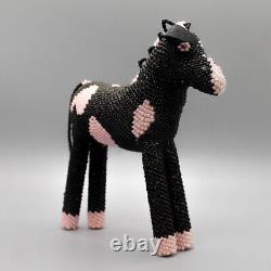 Zuni-Beaded Pink & Black Horse by Larissa Gasper Native American Beadwork