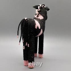 Zuni-Beaded Pink & Black Horse by Larissa Gasper Native American Beadwork