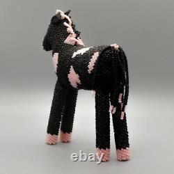 Zuni-Beaded Pink & Black Horse by Larissa Gasper Native American Beadwork