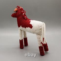 Zuni-Beaded Red and White Horse by Larissa Gasper Native American Beadwork