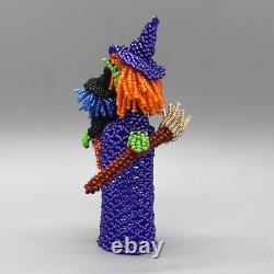 Zuni-Beaded Witch with Child and Broom by Andrea Laahty-Native American Beadwork