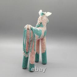 Zuni-Pink and Aqua Beaded Horse by Patsy Waikaniwa-Native American Beadwork