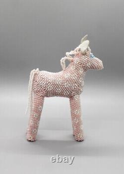 Zuni-Pink and White Beaded Horse by Patsy Waikaniwa-Native American Beadwork